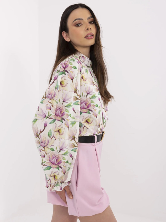 Cămașă albă elegantă cu model floral