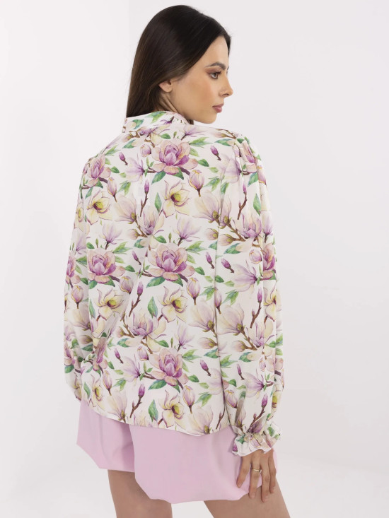Cămașă albă elegantă cu model floral