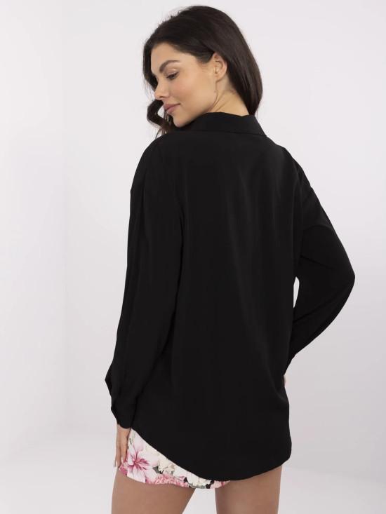 Cămașă elegantă neagră cu mâneci lungi