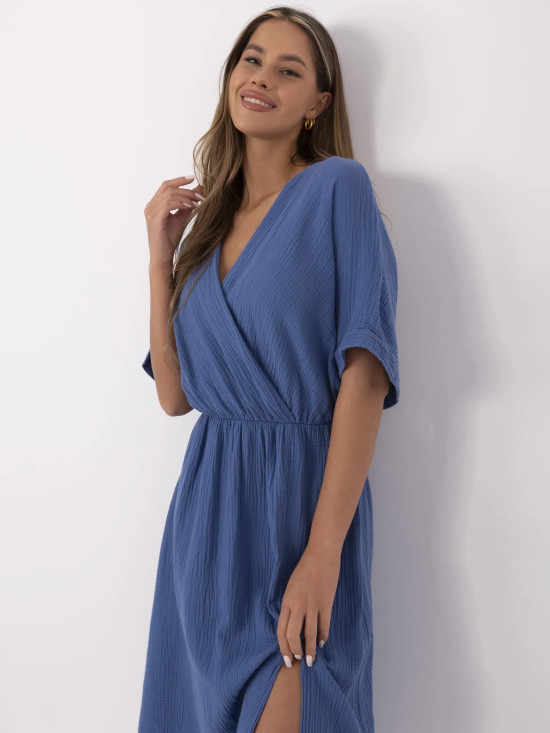 Rochie albastră evazată