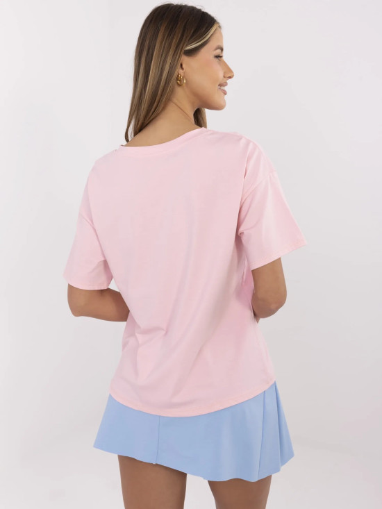 Tricou stilat cu mânecă scurtă în roz deschis
