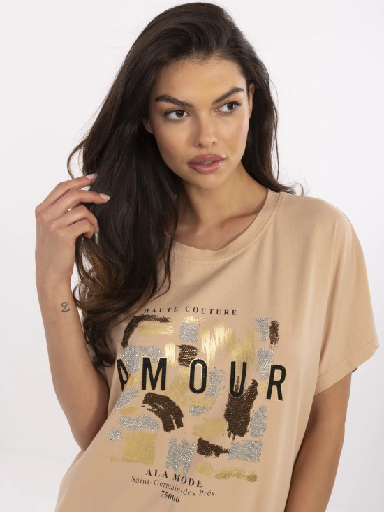 Bluză elegantă în culoarea camel