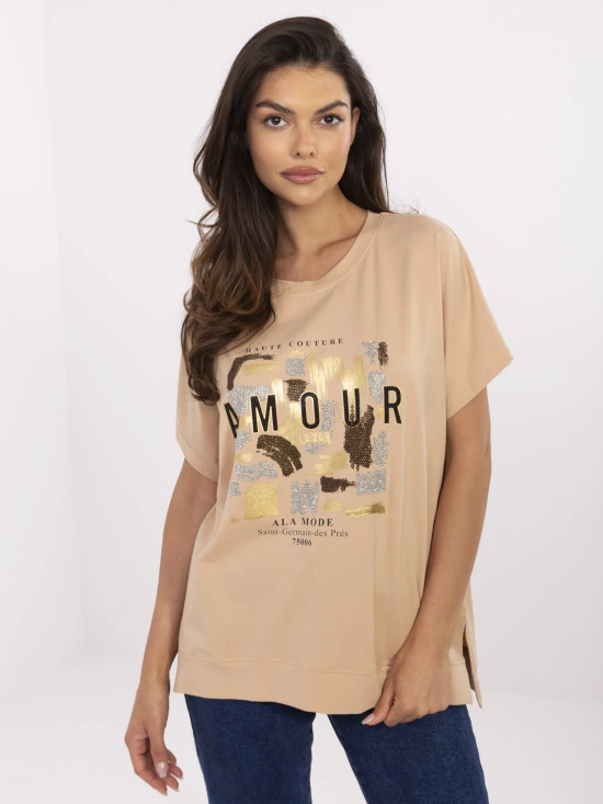 Bluză elegantă în culoarea camel