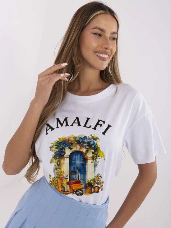 Tricou alb cu mânecă scurtă