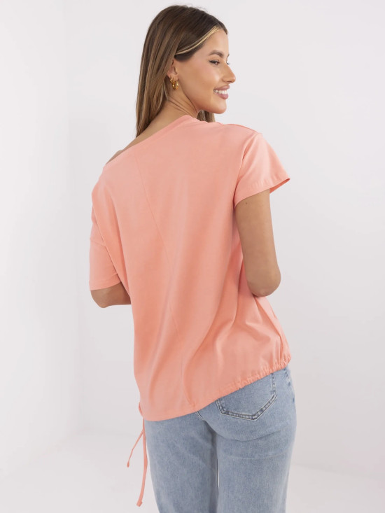 Tricou corai cu aplicație și broderie