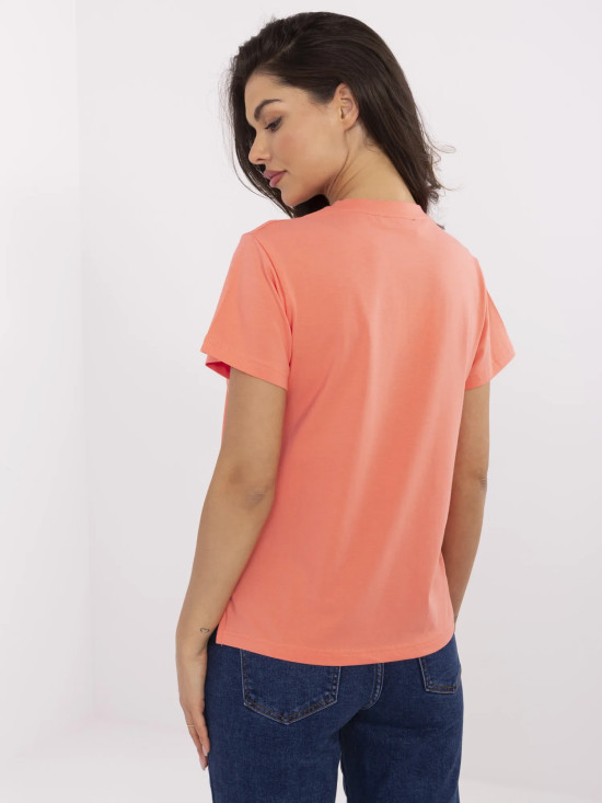 Tricou portocaliu stilat cu aplicație