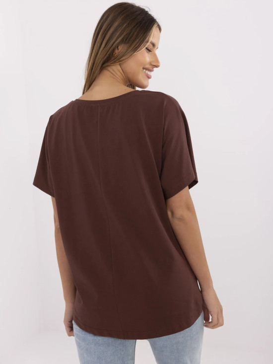Tricou elegant maro cu mânecă scurtă