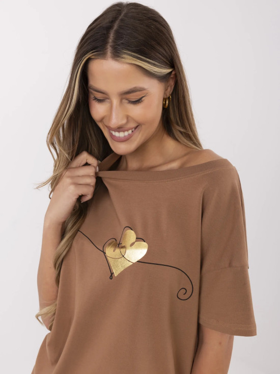 Tricou elegant cu mânecă scurtă în culoare bej