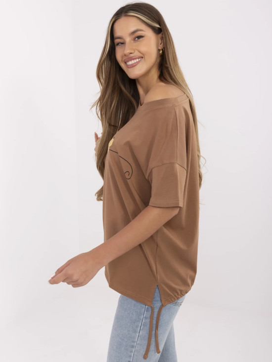 Tricou elegant cu mânecă scurtă în culoare bej