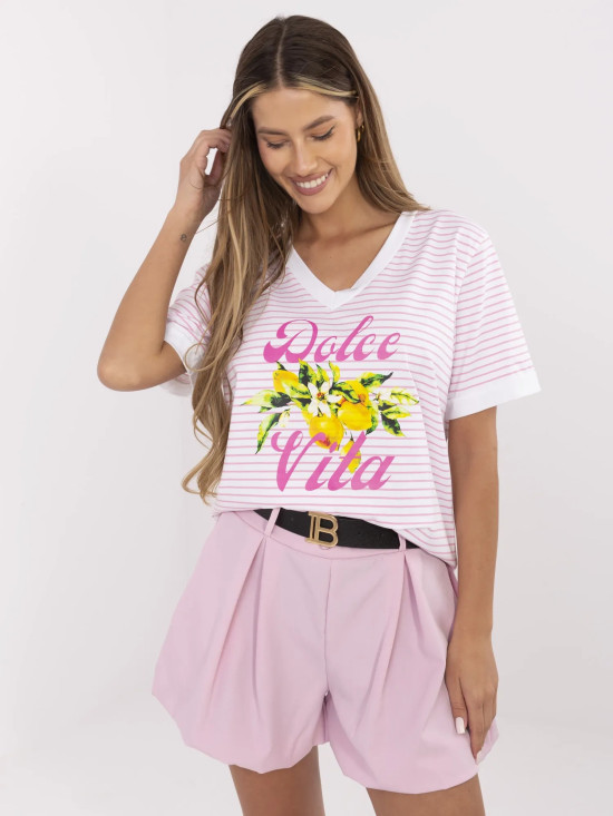 Bluză roz elegantă cu decolteu în V