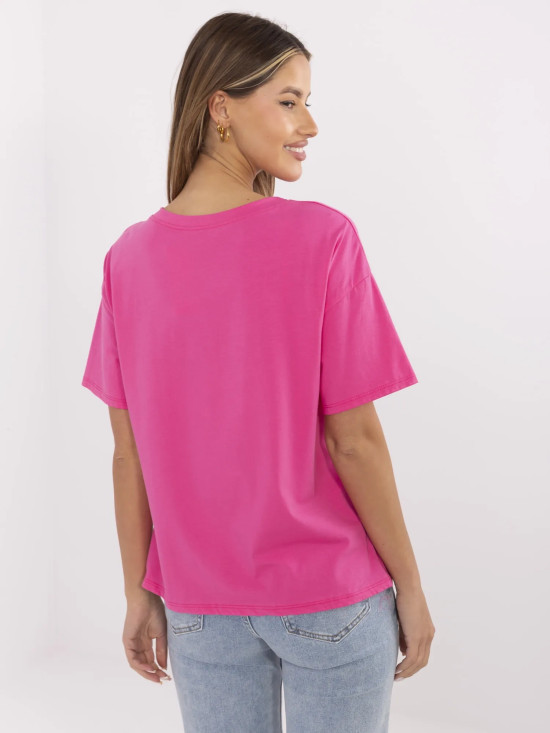 Tricou stilat cu mânecă scurtă în roz închis