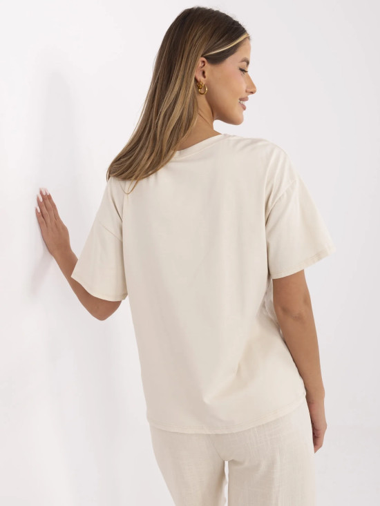 Tricou bej cu imprimeu
