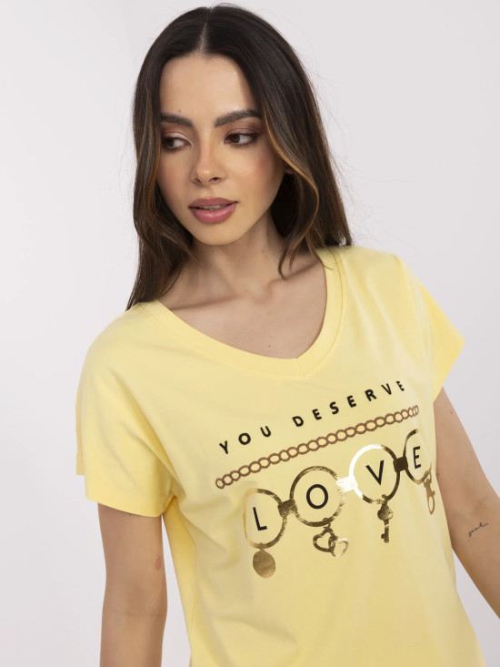 Tricou galben cu mânecă scurtă
