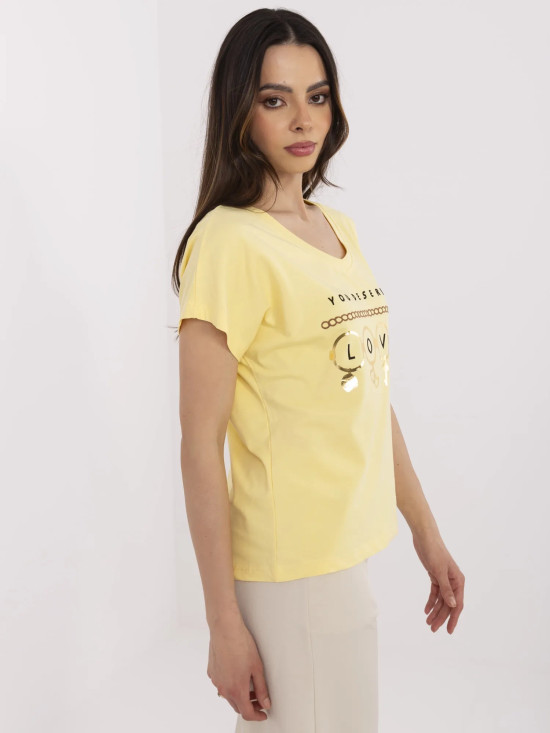 Tricou galben cu mânecă scurtă