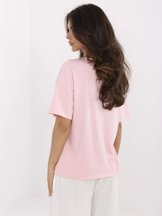 Tricou stilat cu mânecă scurtă în roz deschis