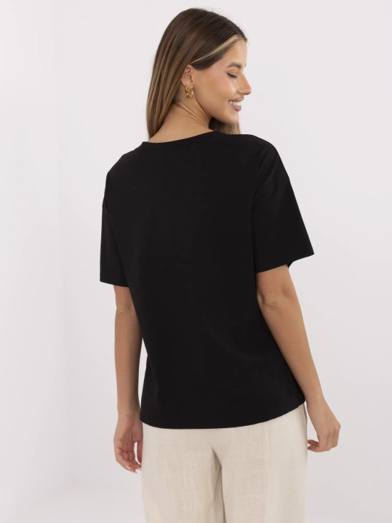 Tricou negru stilat cu imprimeu