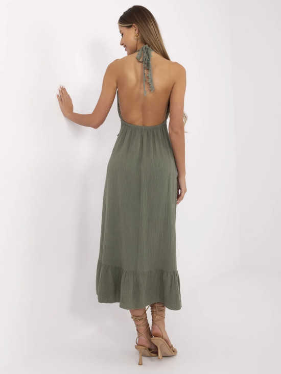Rochie cu volane în culoare khaki