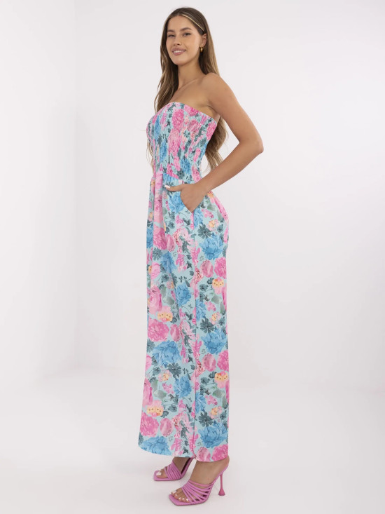 Salopetă florală în culoarea mentă
