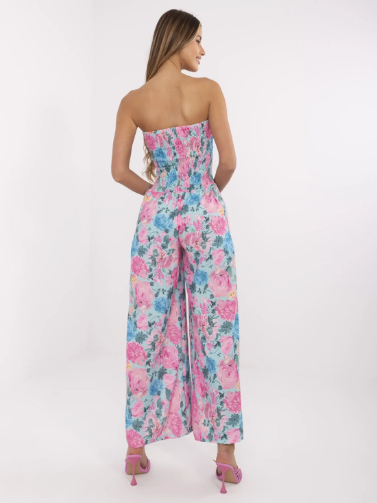 Salopetă florală în culoarea mentă