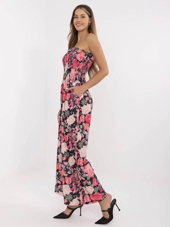 Salopetă florală cu pantaloni largi