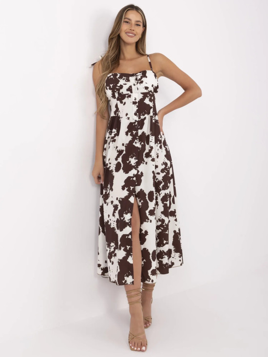 Rochie maro evazată cu motiv animalier