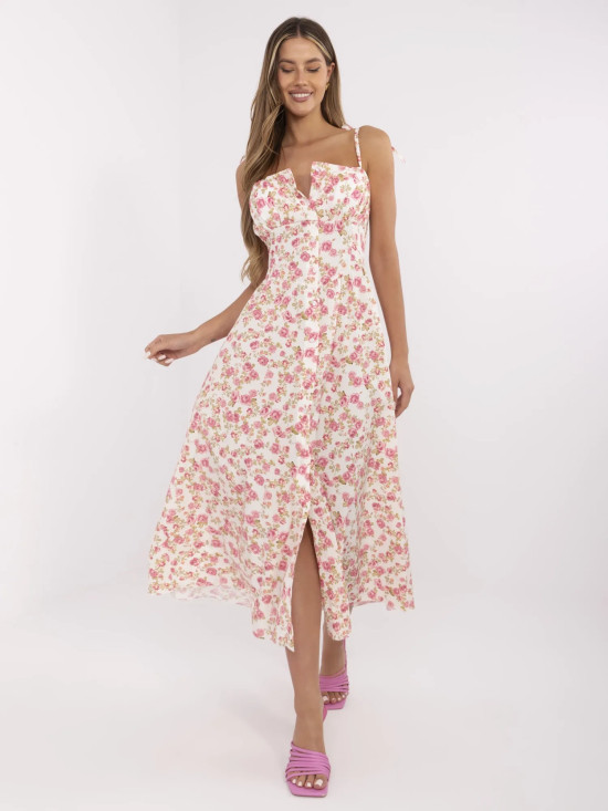 Rochie midi cu flori și bretele