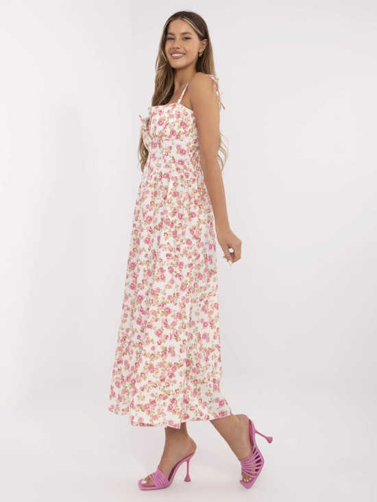 Rochie midi cu flori și bretele