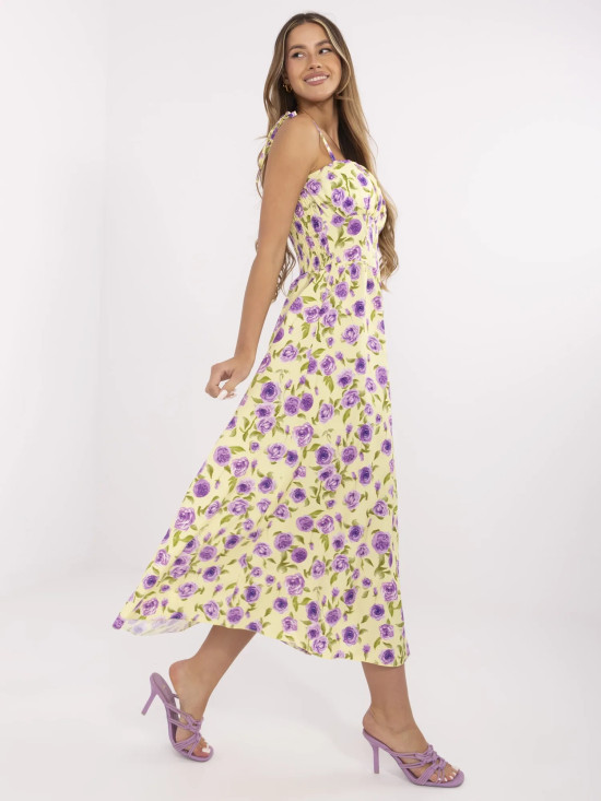 Rochie midi cu flori și bretele