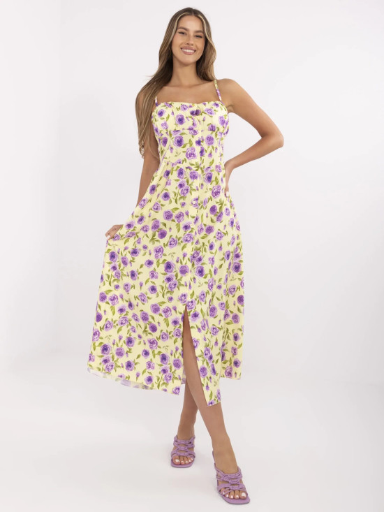 Rochie midi cu flori și bretele
