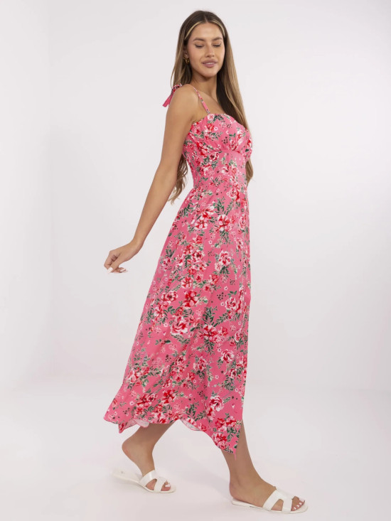Rochie rozgolită roz cu model floral