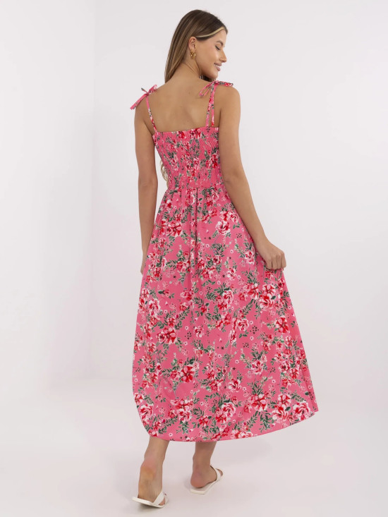 Rochie rozgolită roz cu model floral