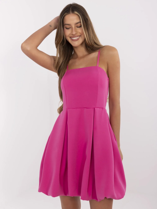 Rochie roz de cocktail cu bretele ajustabile