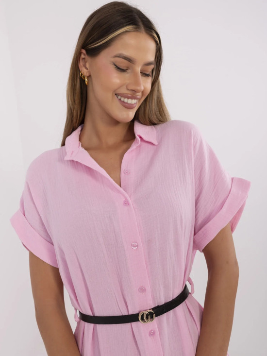 Rochie roz simplă cu guler
