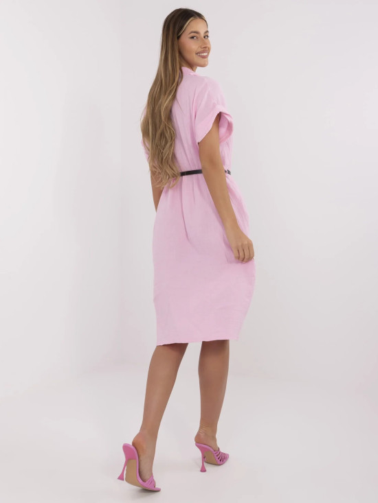 Rochie roz simplă cu guler