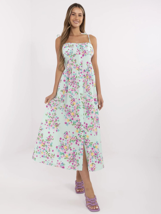 Rochie midi cu flori și bretele