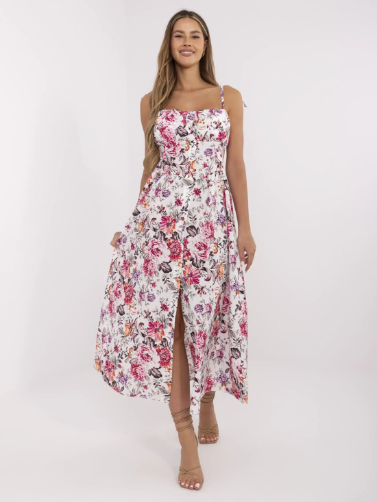 Rochie midi cu flori și bretele