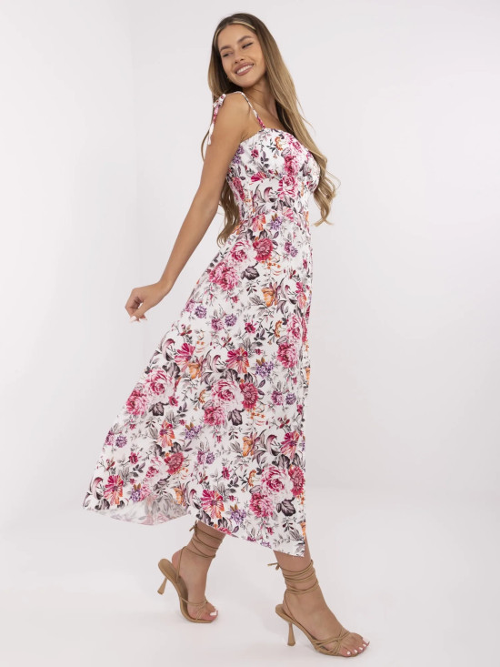 Rochie midi cu flori și bretele