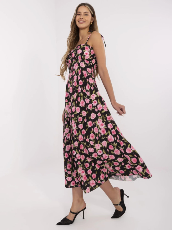 Rochie midi cu flori pe bretele