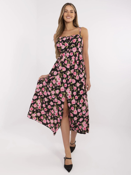 Rochie midi cu flori pe bretele