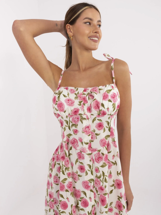 Rochie midi cu flori și bretele