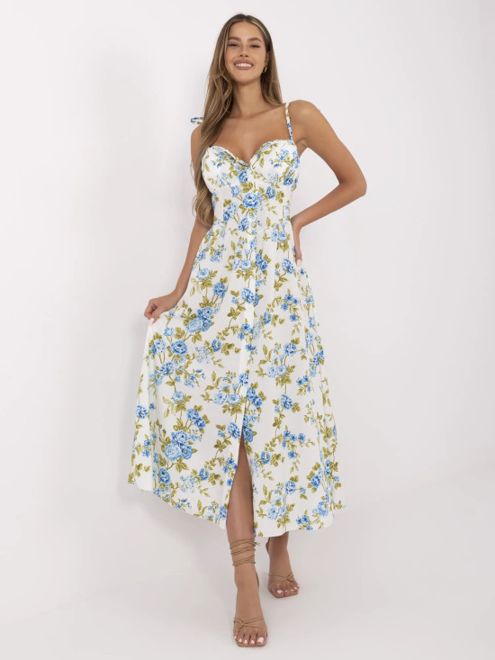 Rochie midi cu flori și bretele
