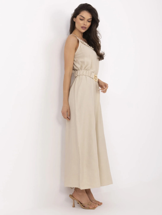 Rochie maxi bej cu curea