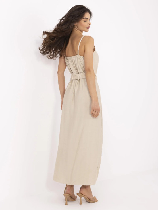 Rochie maxi bej cu curea
