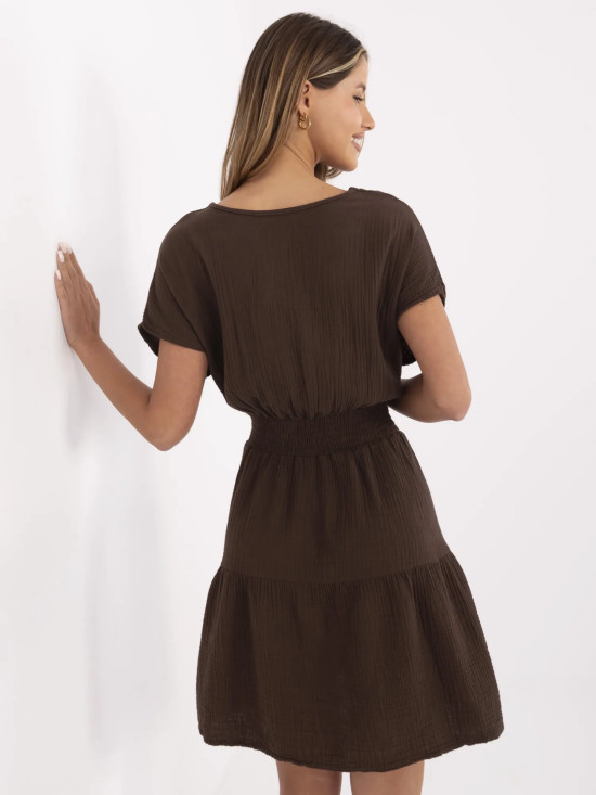 Rochie de vară evazată în culoare maro închis