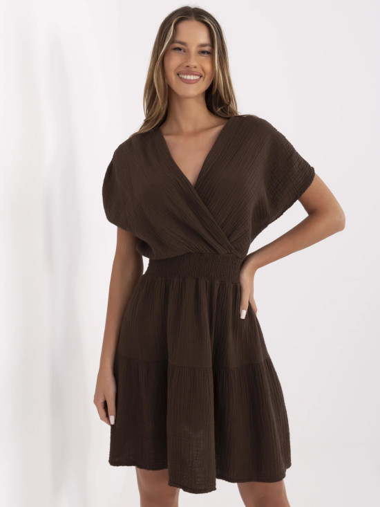 Rochie de vară evazată în culoare maro închis