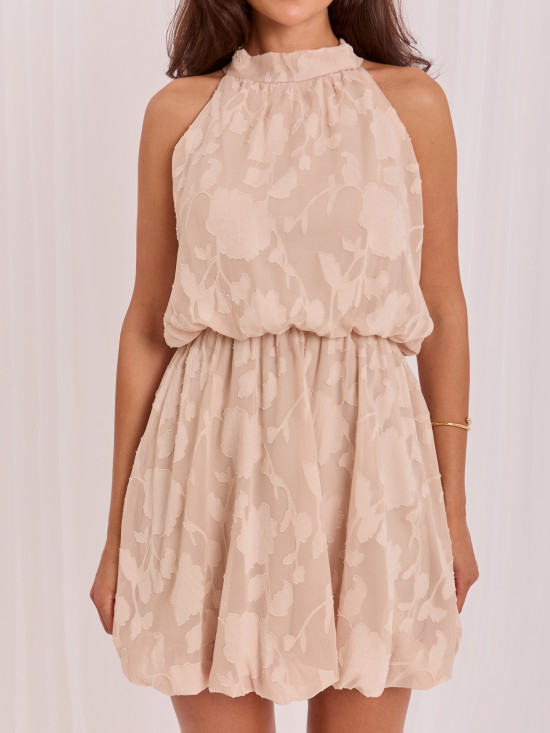 Rochie mini bej evazată