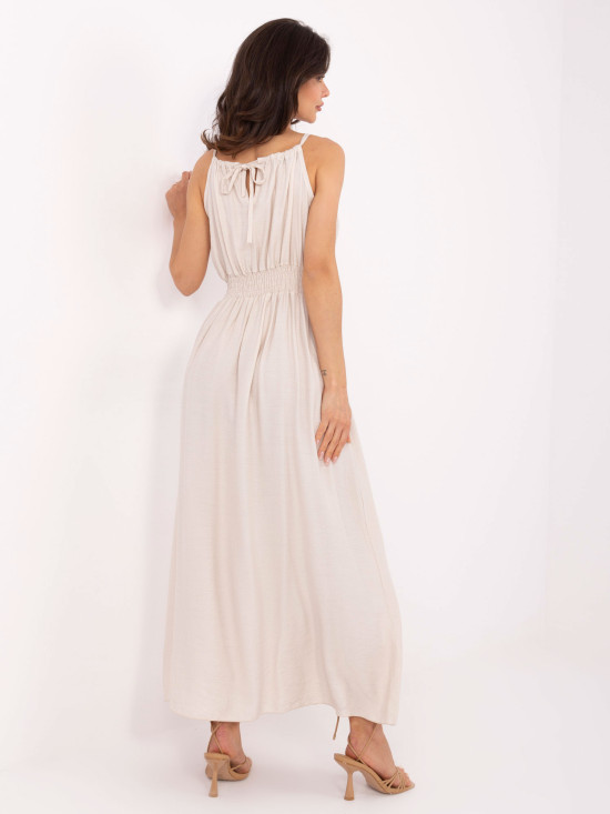 Rochie maxi bej cu legare
