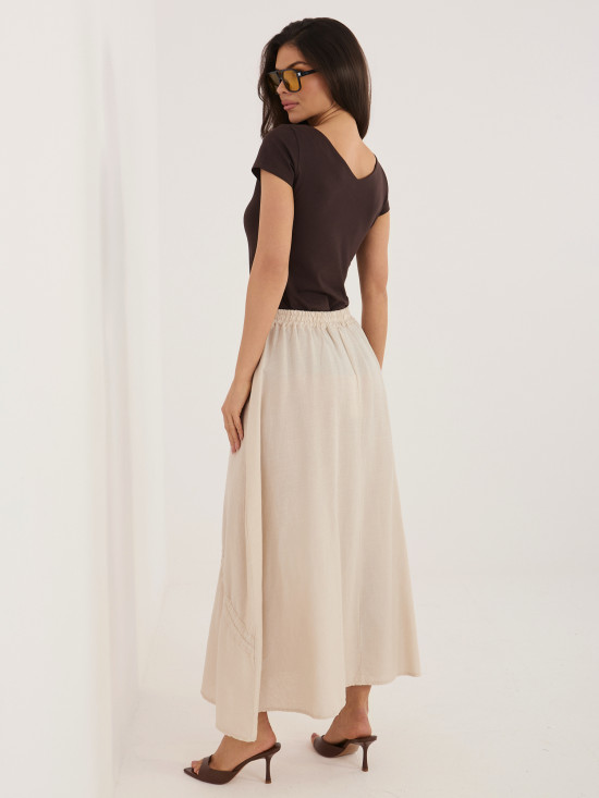 Fustă midi bej cu cordon