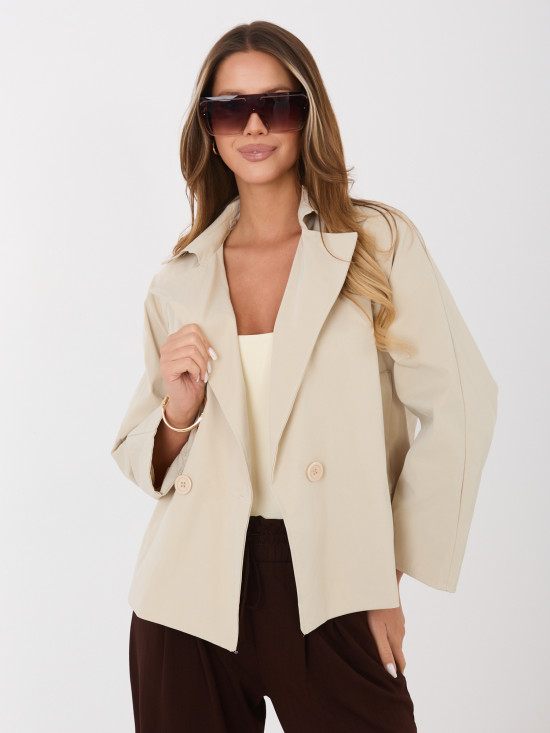 Palton scurt bej de tranziție cu căptușeală