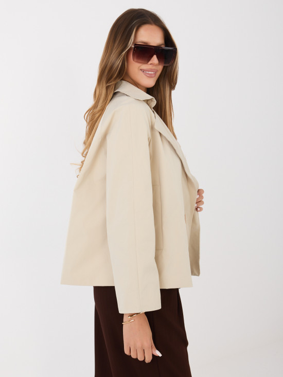 Palton scurt bej de tranziție cu căptușeală